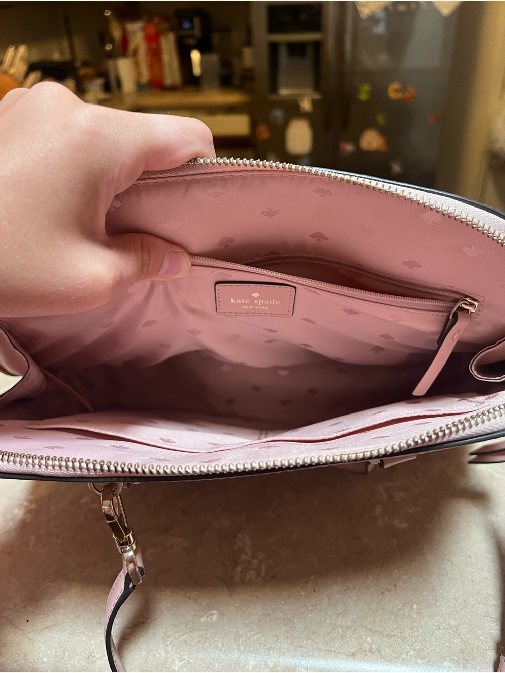 kate spade Pink Leather Dome Satchel with Crossbody Strap - Picture 3 of 4